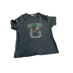 The Post Freebird Distressed Over Sized Tee Shirt Size M/L Blue Unisex